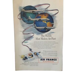 Vintage 1953 Air France Most Modern Air Fleet Ad Advertisement